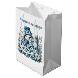 Sac Cadeau Moyen Noël bonhomme de neige personnalisable Joyeuses Fê