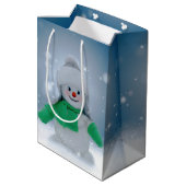 Sac Cadeau Moyen Noël bonhomme de neige SlipperyJoe foulard vert m (Dos Angle)