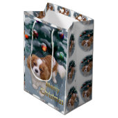 Sac Cadeau Moyen Noël Cavalier King Charles Spaniel (Devant Angle)