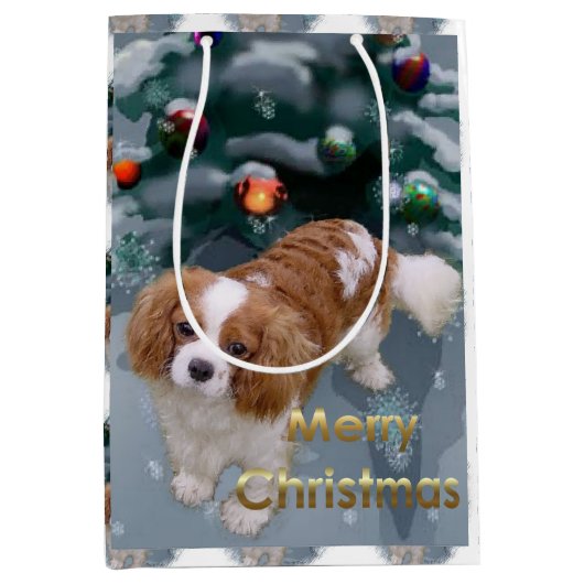 Sac Cadeau Moyen Noël Cavalier King Charles Spaniel (Devant)