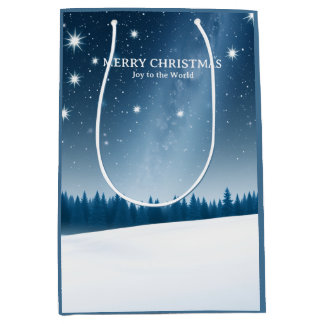 Sac Cadeau Moyen Noël céleste avec constellations et hiver