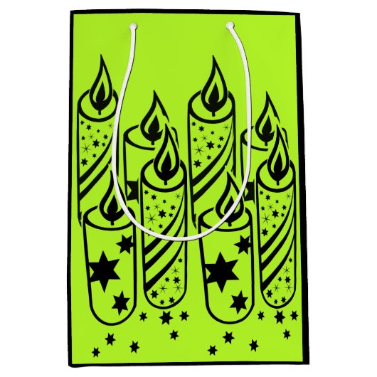 Sac Cadeau Moyen Noël chaux et bougies noires (Devant)