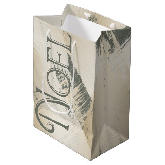 Sac Cadeau Moyen Noel Chic Gold Brush Strokes (Devant Angle)