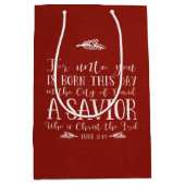 Sac Cadeau Moyen Noël chrétien Verse Typographie (Devant)