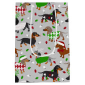 Sac Cadeau Moyen Noël Dachshund Tous les manteaux (Dos)