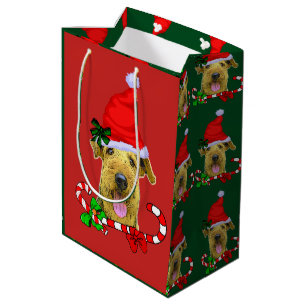 Sac Cadeau Moyen Noël d'Airedale Terrier