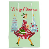 Sac Cadeau Moyen Noël Dame Vintage 1950 (Dos)