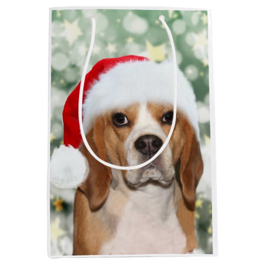 Sac Cadeau Moyen Noël de beagle (Devant)