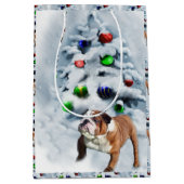 Sac Cadeau Moyen Noël de Bulldog anglais (Devant)
