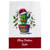 Sac Cadeau Moyen Noël de Cactus scintillant (Dos)