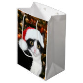 Sac Cadeau Moyen Noël de chat de smoking (Devant Angle)