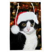 Sac Cadeau Moyen Noël de chat de smoking (Devant)