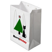 Sac Cadeau Moyen Noël de chat noir (Devant Angle)