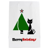Sac Cadeau Moyen Noël de chat noir (Dos)