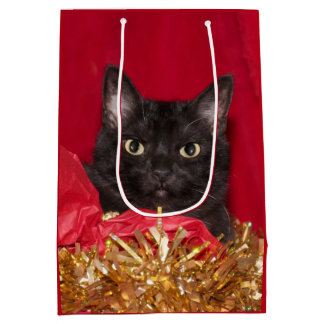 Sac Cadeau Moyen Noël de chat noir
