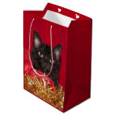 Sac Cadeau Moyen Noël de chat noir (Dos Angle)