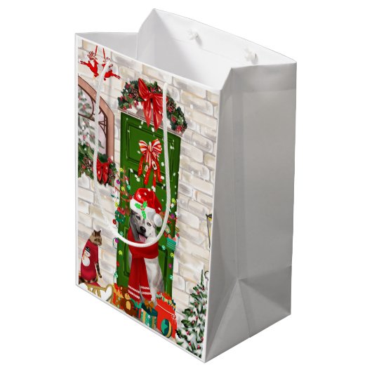 Sac Cadeau Moyen Noël de Chien Husky Sibérien (Dos Angle)