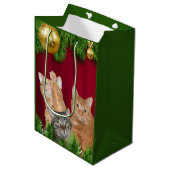 Sac Cadeau Moyen Noël de famille de chat (Devant Angle)