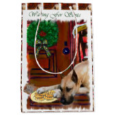 Sac Cadeau Moyen Noël de Great Dane (Fawn) (Devant)