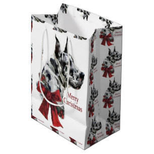 Sac Cadeau Moyen Noël de great dane (harlequin)