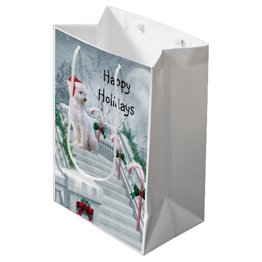 Sac Cadeau Moyen Noël de la canicule blanche (Devant Angle)