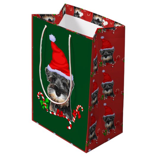 Sac Cadeau Moyen Noël de la mignonne miniature Schnauzer (Dos Angle)