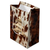 Sac Cadeau Moyen Noël de la vache Brown Western Cream (Devant Angle)
