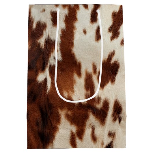 Sac Cadeau Moyen Noël de la vache Brown Western Cream (Dos)