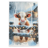 Sac Cadeau Moyen Noël de la vache festive mignonne (Devant)