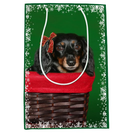 Sac Cadeau Moyen Noël de teckel (Devant)