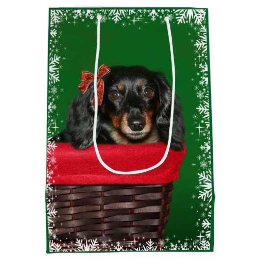 Sac Cadeau Moyen Noël de teckel (Dos)