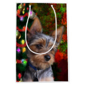 Sac Cadeau Moyen Noël de Yorkie (Devant)