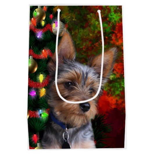Sac Cadeau Moyen Noël de Yorkie (Dos)