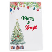 Sac Cadeau Moyen Noël des Fêtes de Noël à l'aquarelle  (Devant)