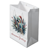 Sac Cadeau Moyen Noël des Joyeuses Fêtes de perroquets tropicaux (Devant Angle)