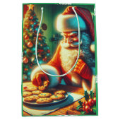 Sac Cadeau Moyen Noël des Père Noël et Cookies démodés (Devant)