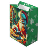 Sac Cadeau Moyen Noël des Père Noël et Cookies démodés (Dos Angle)