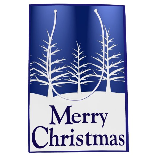 Sac Cadeau Moyen Noël des silhouettes des arbres blancs (Devant)