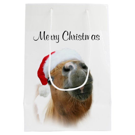 Sac Cadeau Moyen Noël drôle de cheval (Dos)