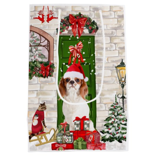 Sac Cadeau Moyen Noël du chien Cavalier King (Dos)
