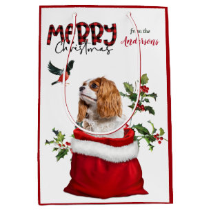 Sac Cadeau Moyen Noël du chien espagnol Cavalier King Charles