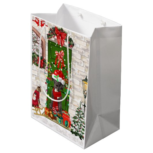 Sac Cadeau Moyen Noël du grand chien Danois (Dos Angle)