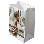 Sac Cadeau Moyen Noël du pays Cheval Brown et Blanc (Devant Angle)
