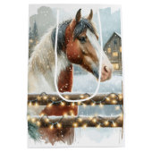 Sac Cadeau Moyen Noël du pays Cheval Brown et Blanc (Dos)