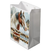 Sac Cadeau Moyen Noël du pays Cheval Brown et Blanc (Dos Angle)