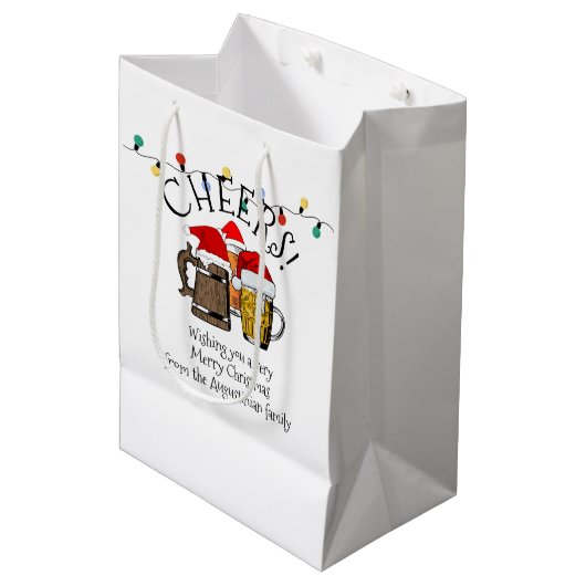 Sac Cadeau Moyen Noël du Père Noël de la bière (Devant Angle)