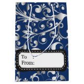 Sac Cadeau Moyen Noël en bleu & argent (Devant)