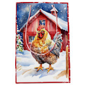 Sac Cadeau Moyen Noël Festif de poulet mignon (Devant)