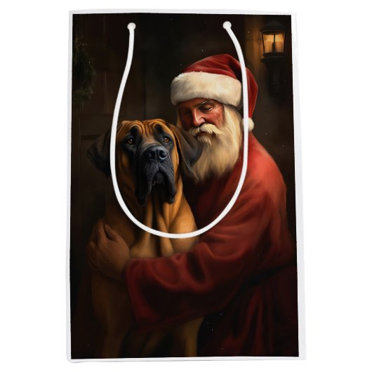 Sac Cadeau Moyen Noël festif Rhodesian Ridgeback Santa Claus (Devant)