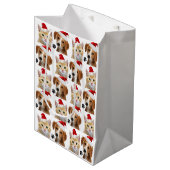 Sac Cadeau Moyen Noël Fête du Chien de Chat Coupé Rouge Blanc Noël (Devant Angle)